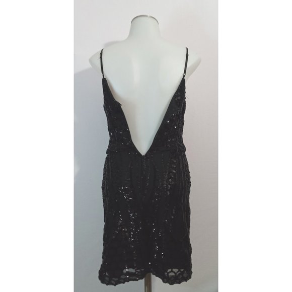 Windsor Lissie Black Formal Sequin Mini Dress Fully Lined Bodycon Sz 1/2 - Picture 5 of 9